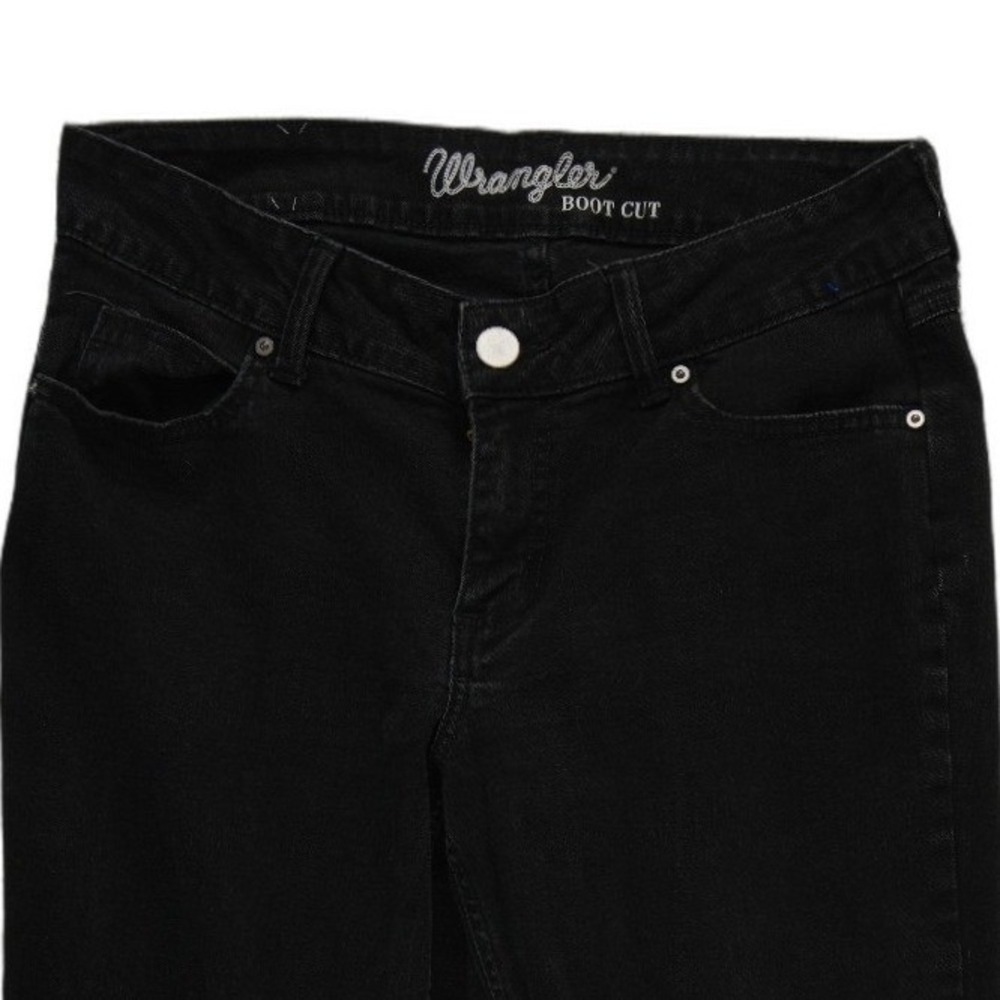 Wrangler Black Jeans Women's Size 11/12 x 34 Mid Rise Stretch Boot Cut Denim - Picture 4 of 9